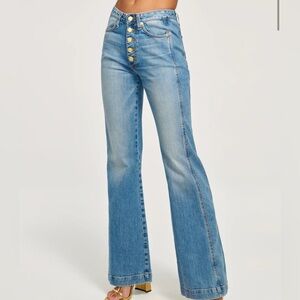 Ramy Brook Tatum Wide Leg Jeans Womens Sz 25 Blue Button Fly Retro Flare
